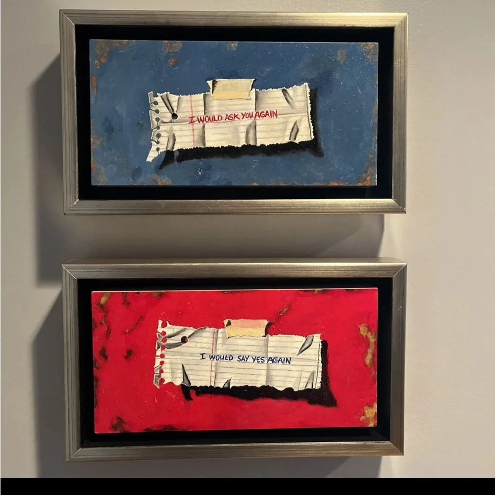 Original 6”x12” oil “notes” paintings on canvas panels. - Picture 4 of 10